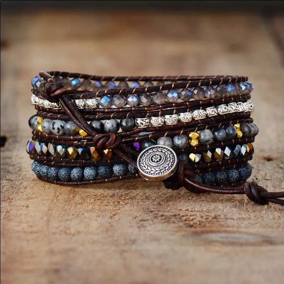 “The Midnight“ Natural Stone Wrap Bracelet - Picture 3 of 4
